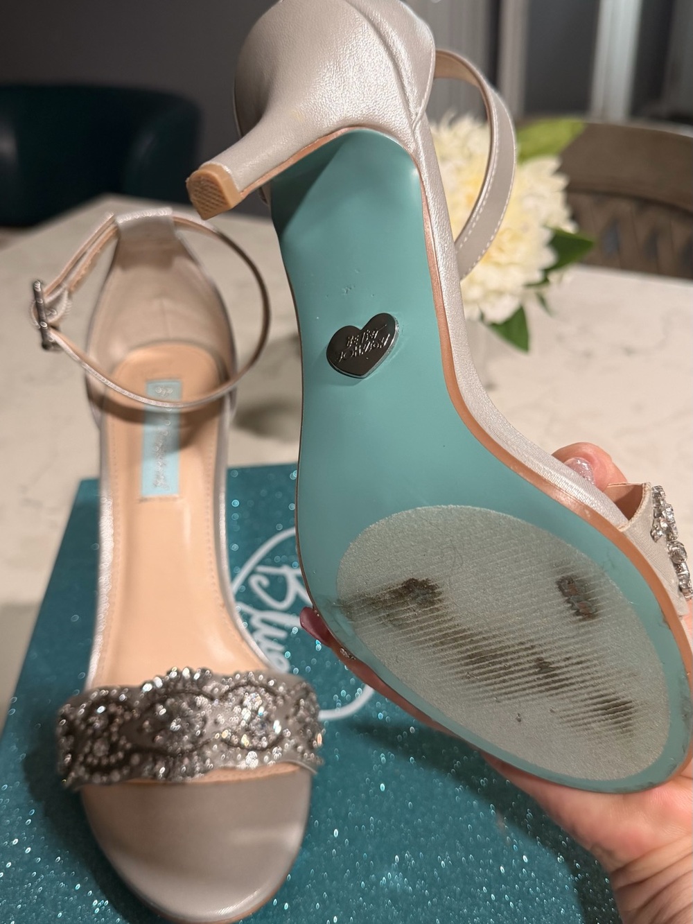 Elegant Silver Embellished Heels - Picture 13 of 14